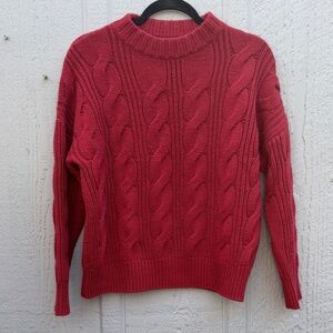 NAADAM Women's Rich Red Cable Knit Cashmere Blend Sweater Size: XS